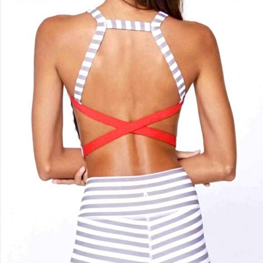 Spiritual Gangster Striped Sports Bra and leggings set